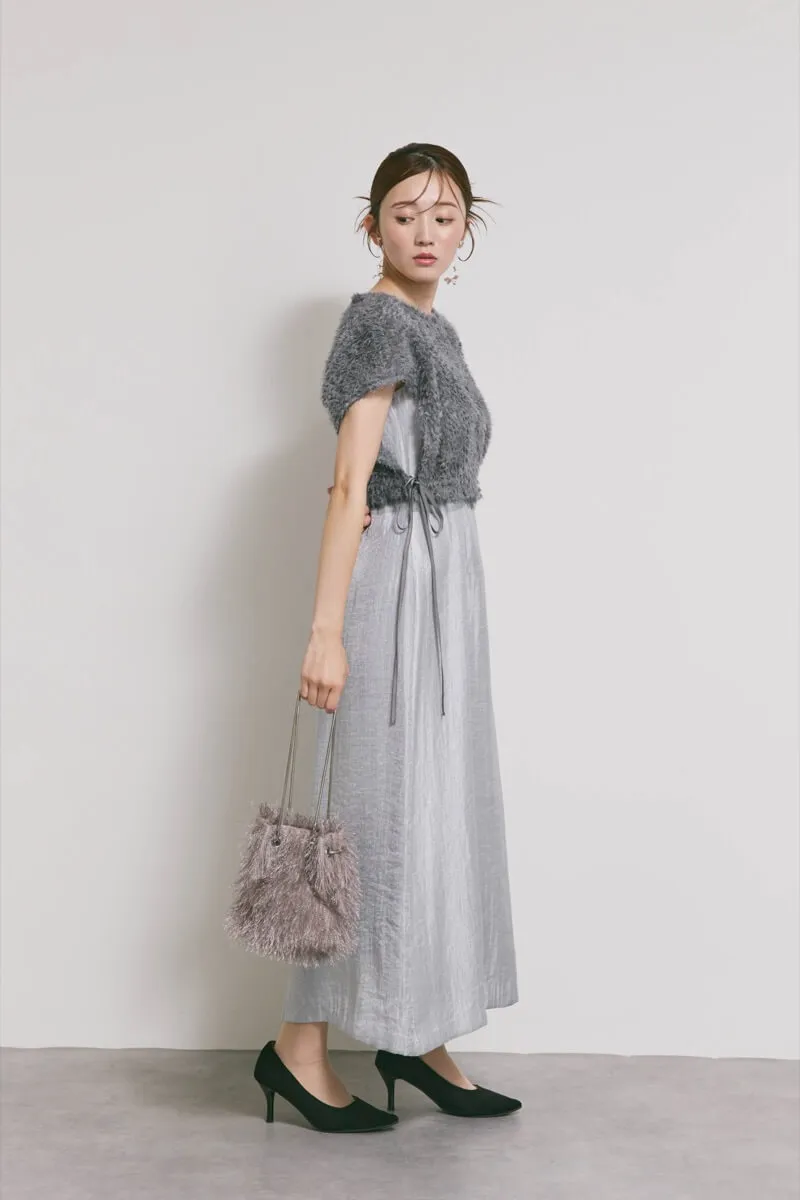 ブルーグレーのファートップスドレス M/kaene｜11-2222｜結婚式