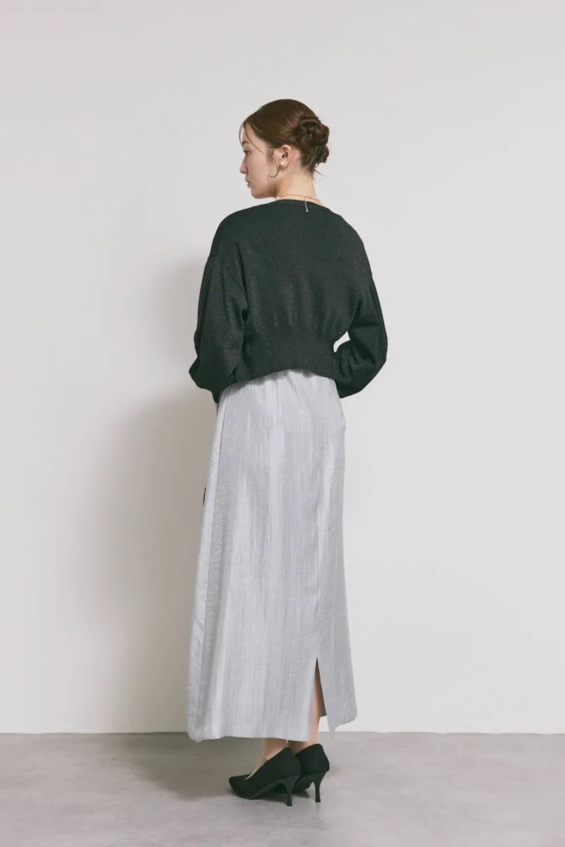 ブルーグレーのファートップスドレス　M/kaene