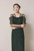 ブラックのチュールスリーブIラインドレス M/Leja
