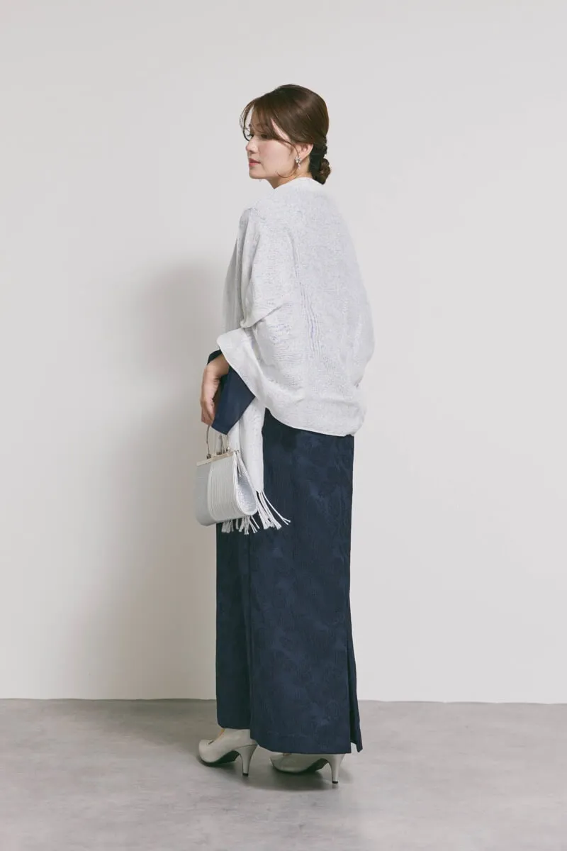 ネイビーのジャガードIラインドレス　L/AIMER