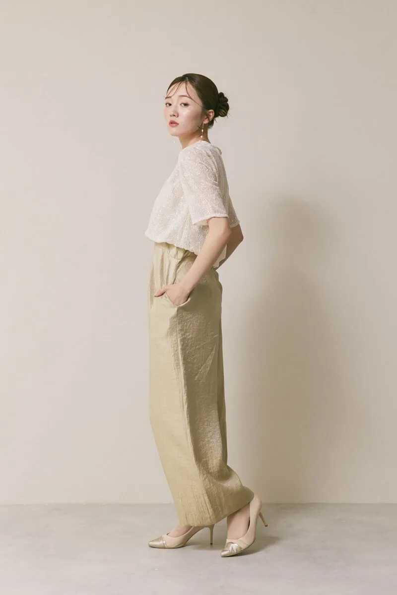 ベージュのバルーンデザインパンツドレス　S/kaene