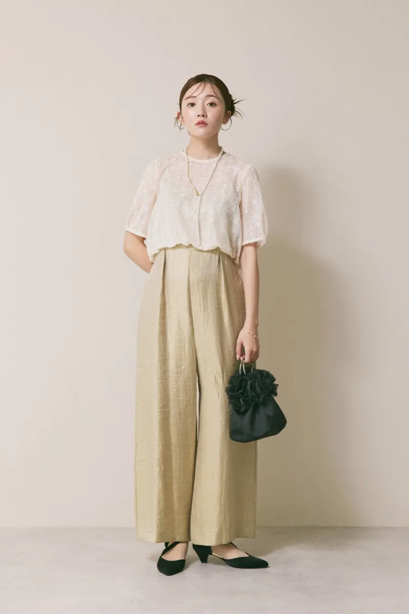 ベージュのバルーンデザインパンツドレス　S/kaene