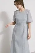 サックスのスパンコールレースドレス S/kaene
