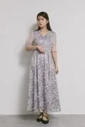 ラベンダーのシアーオフショルドレス S/kaene