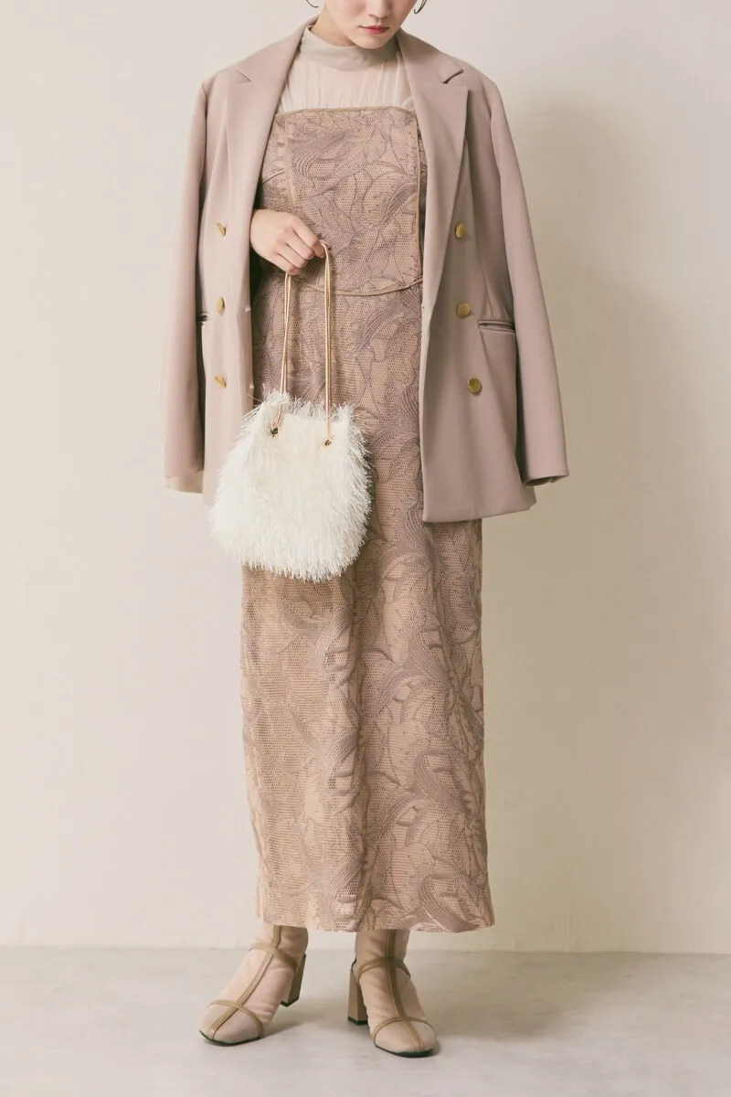 モカのメッシュエンブロイダリードレス