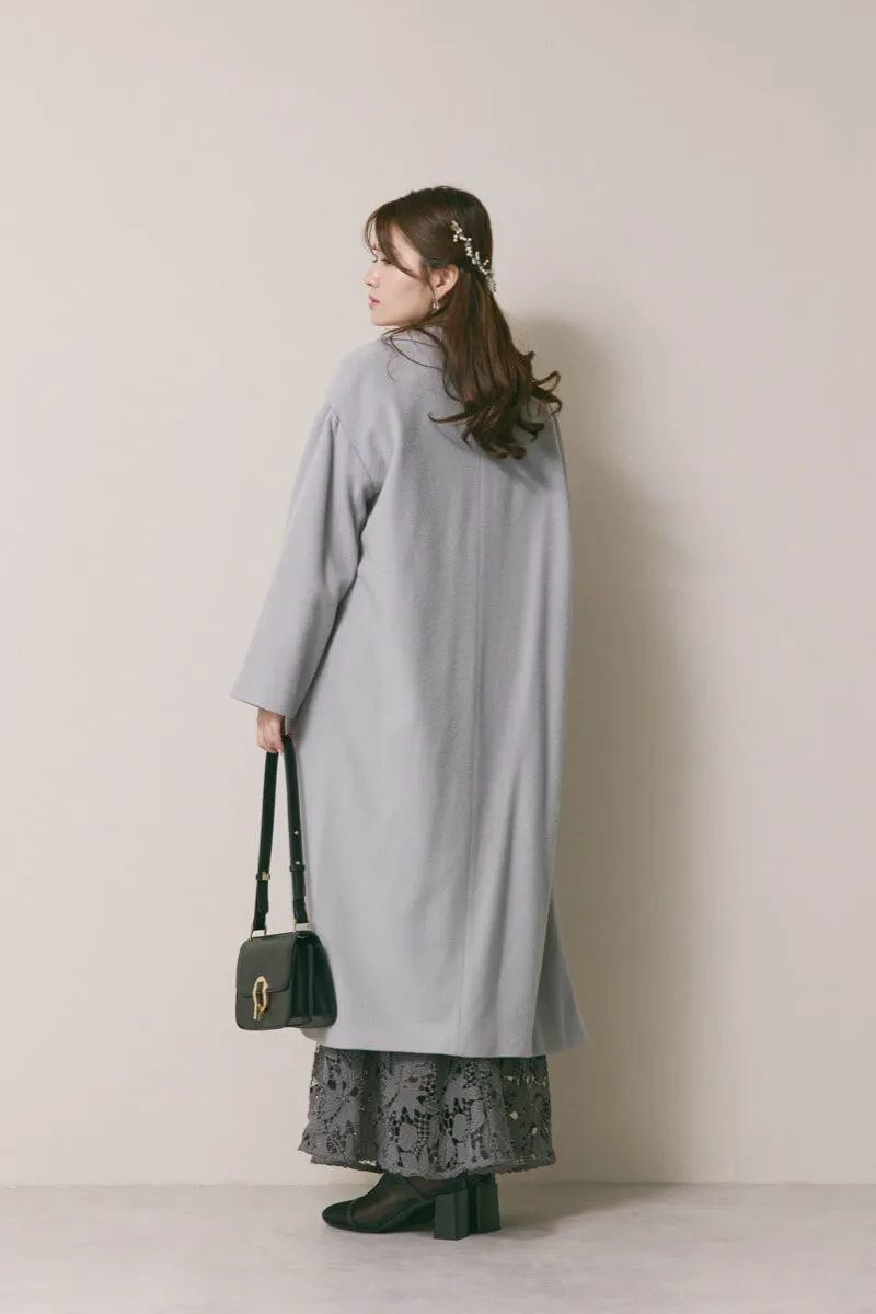 グレーのビジューカラーレースドレス