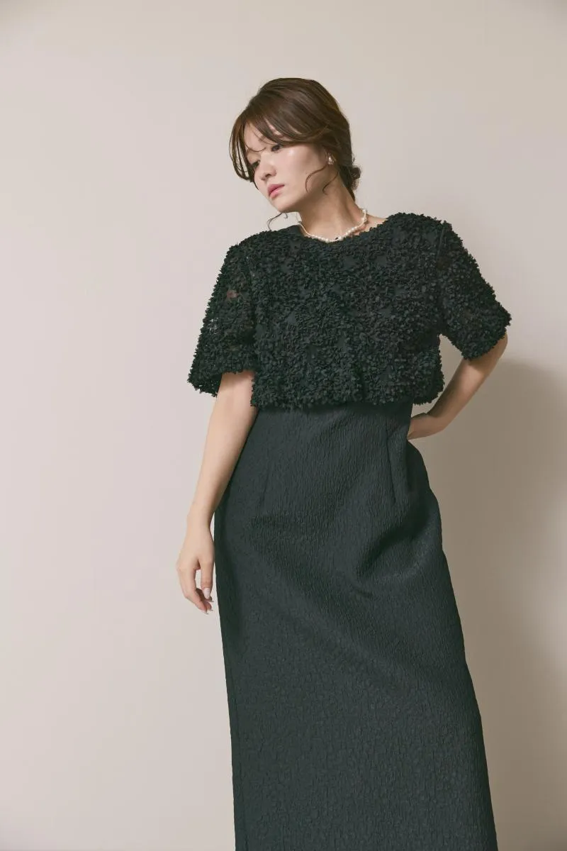 ブラックのデザインボレロセットドレス