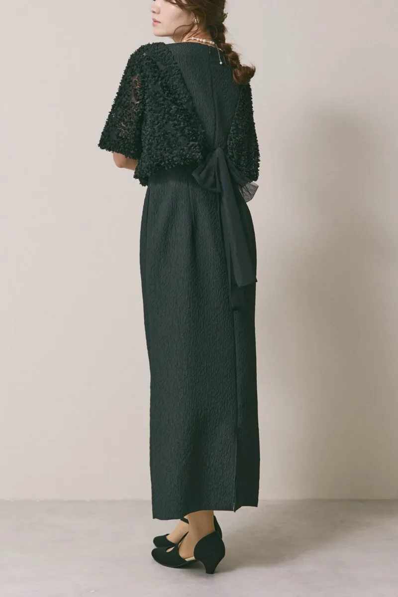 ブラックのデザインボレロセットドレス