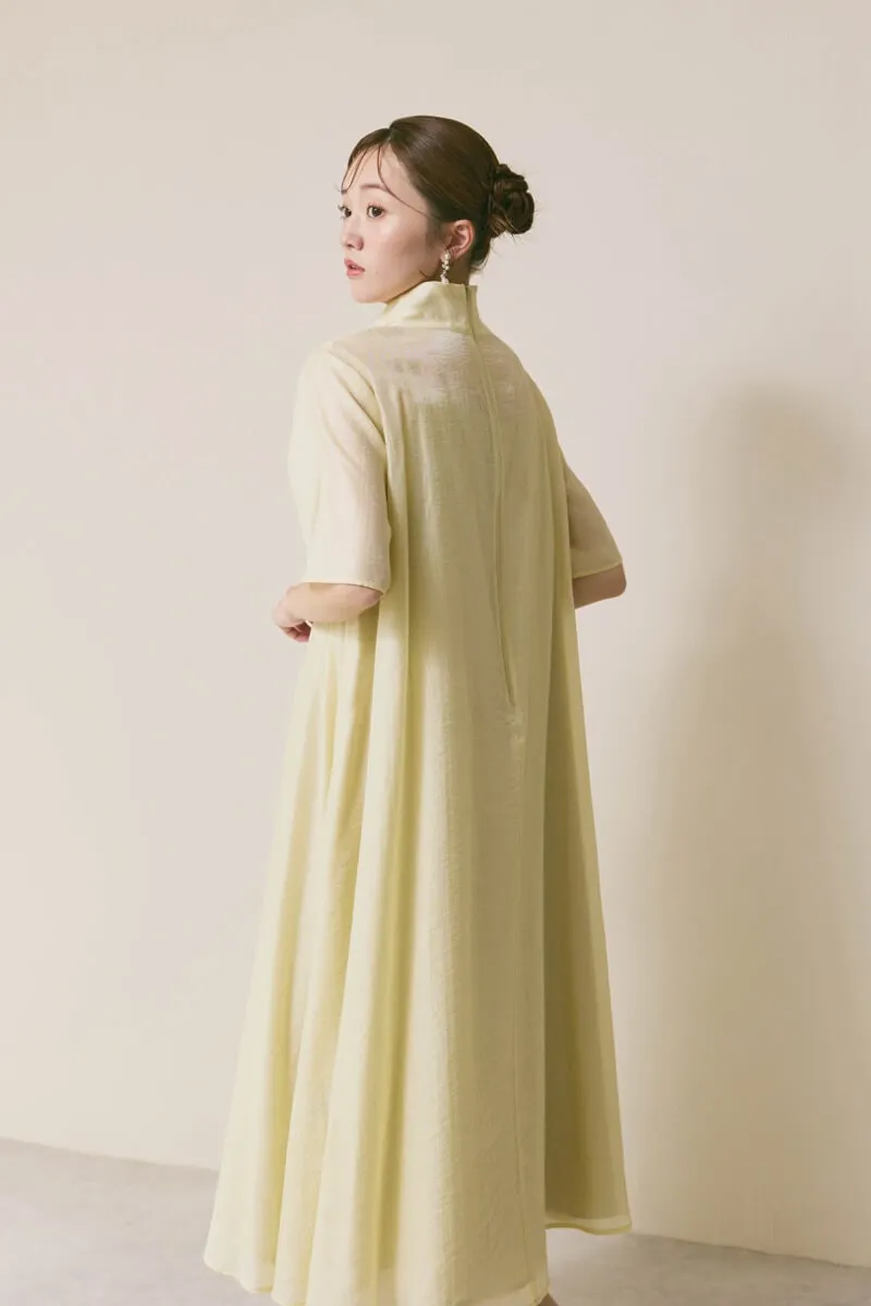イエローのテントラインシアードレス　M/kaene