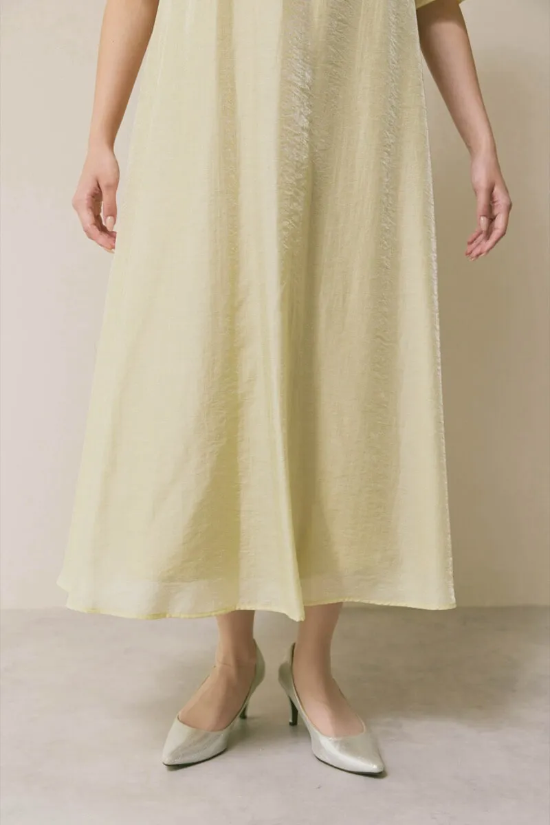 イエローのテントラインシアードレス　M/kaene
