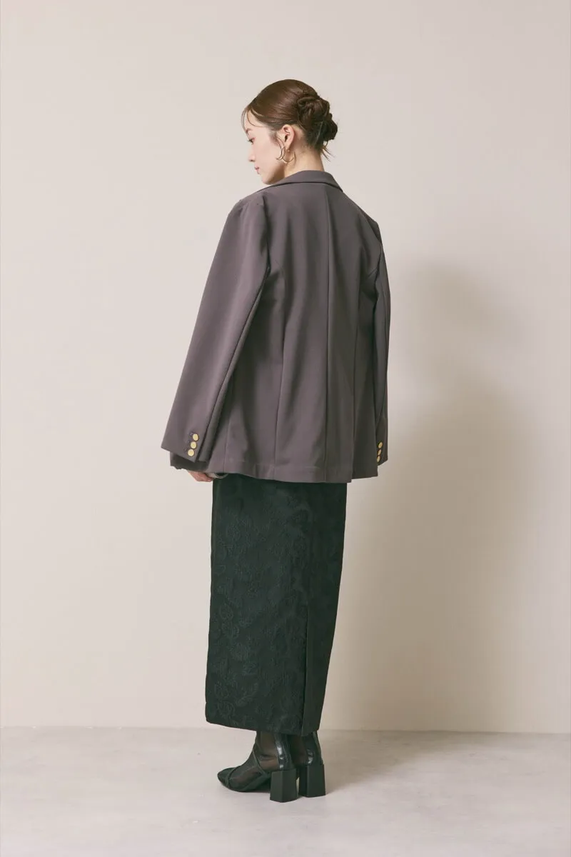 ブラックのジャガードIラインドレス　M/AIMER