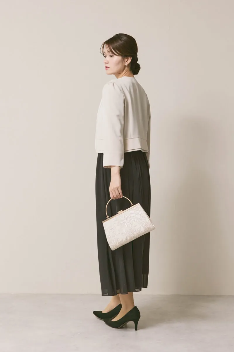 チャコールグレーのパワーショルダーレースドレス　M/YECCA VECCA