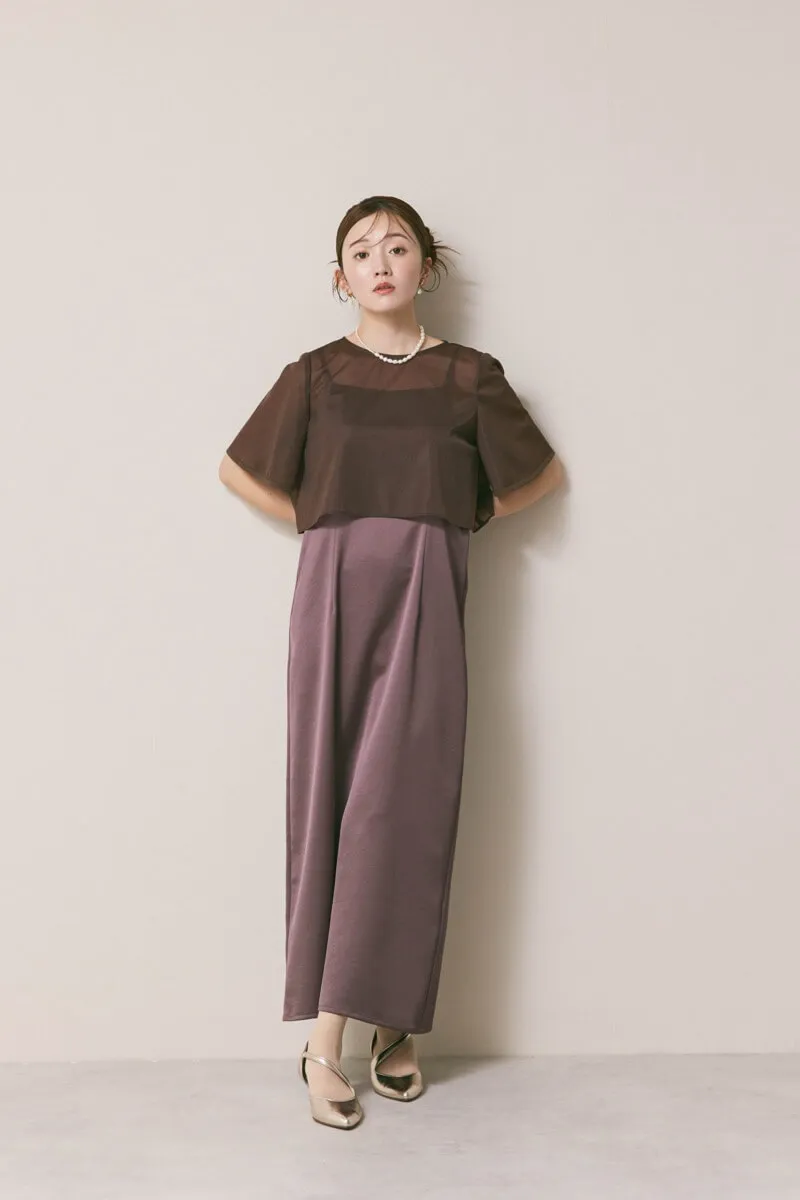ダークブラウンのシアートップスドレス