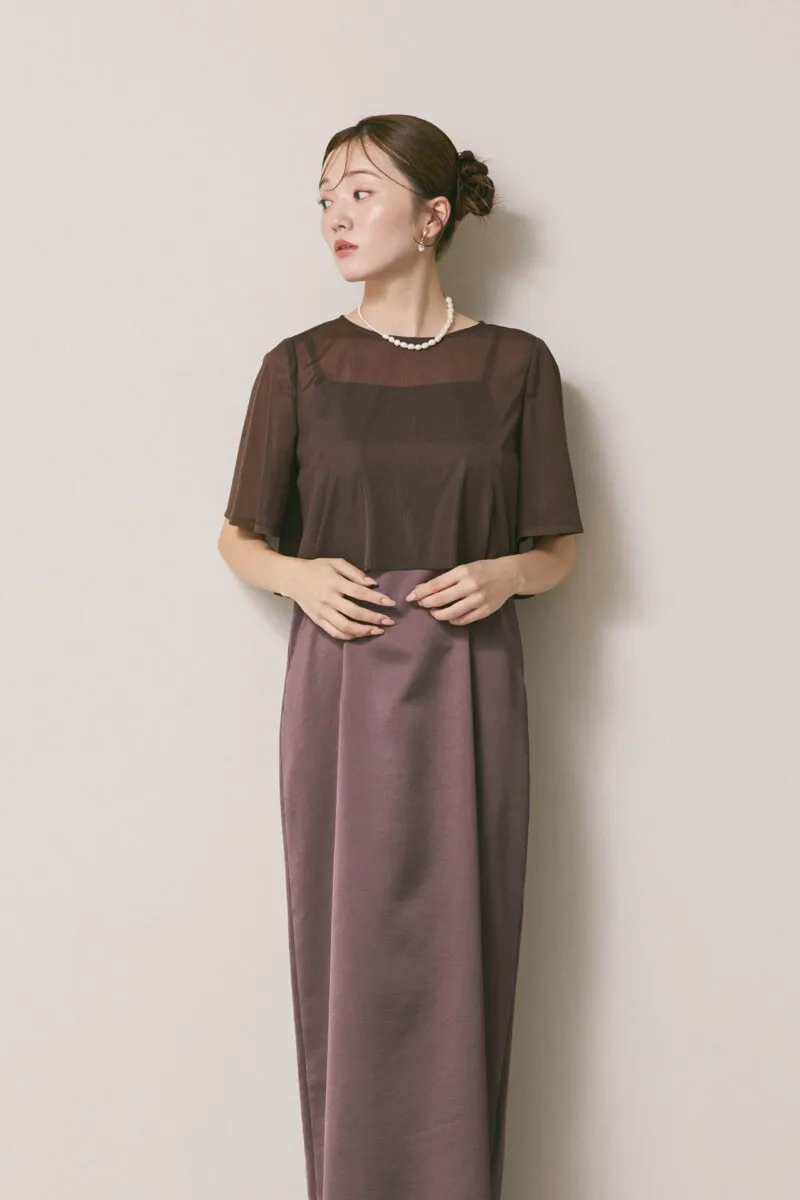 ダークブラウンのシアートップスドレス