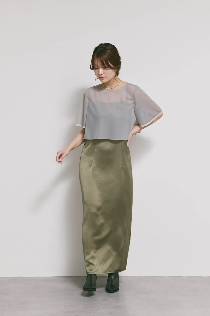 ダークオリーブのシアートップスドレス　M/kaene