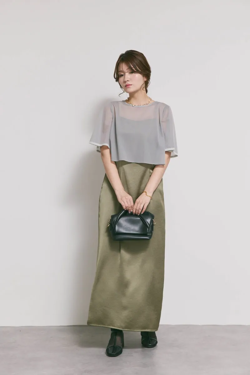 ダークオリーブのシアートップスドレス　M/kaene