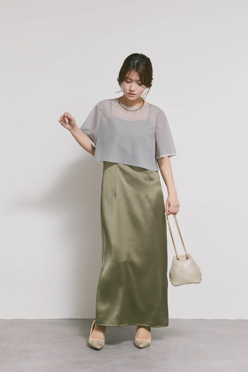 ダークオリーブのシアートップスドレス　M/kaene