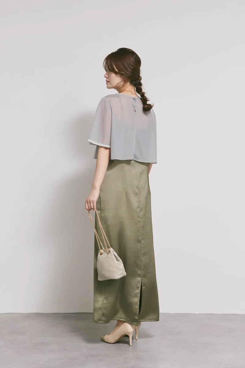 ダークオリーブのシアートップスドレス　M/kaene
