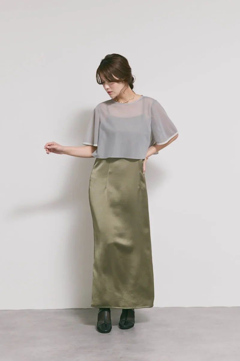 ダークオリーブのシアートップスドレス　M/kaene