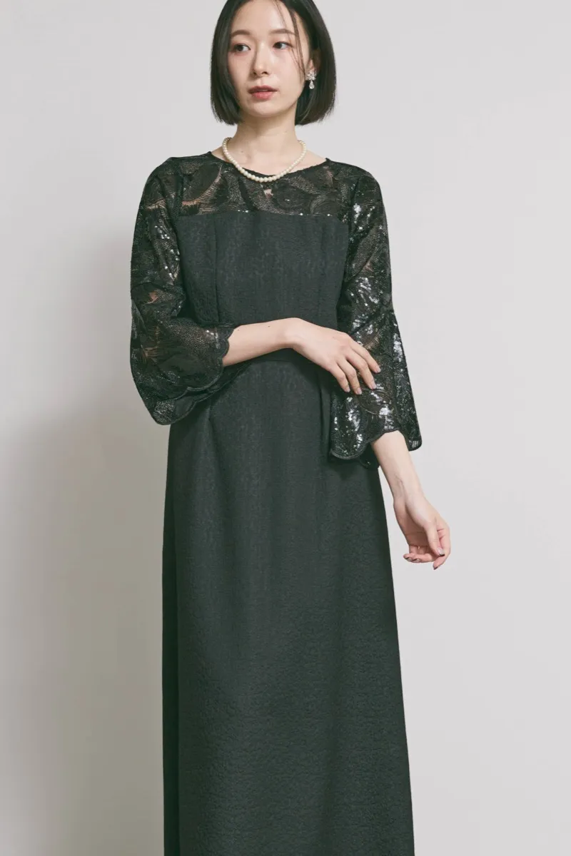 ブラックのブリエレースジャガードドレス　M/eneak [店頭販売価格 42,900円 ]