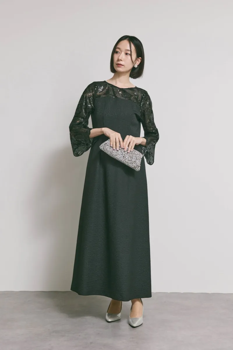 ブラックのブリエレースジャガードドレス　M/eneak [店頭販売価格 42,900円 ]