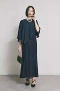 ネイビーのケープレイヤードドレス　M/eneak [ 店頭販売価格 47,300円 ]