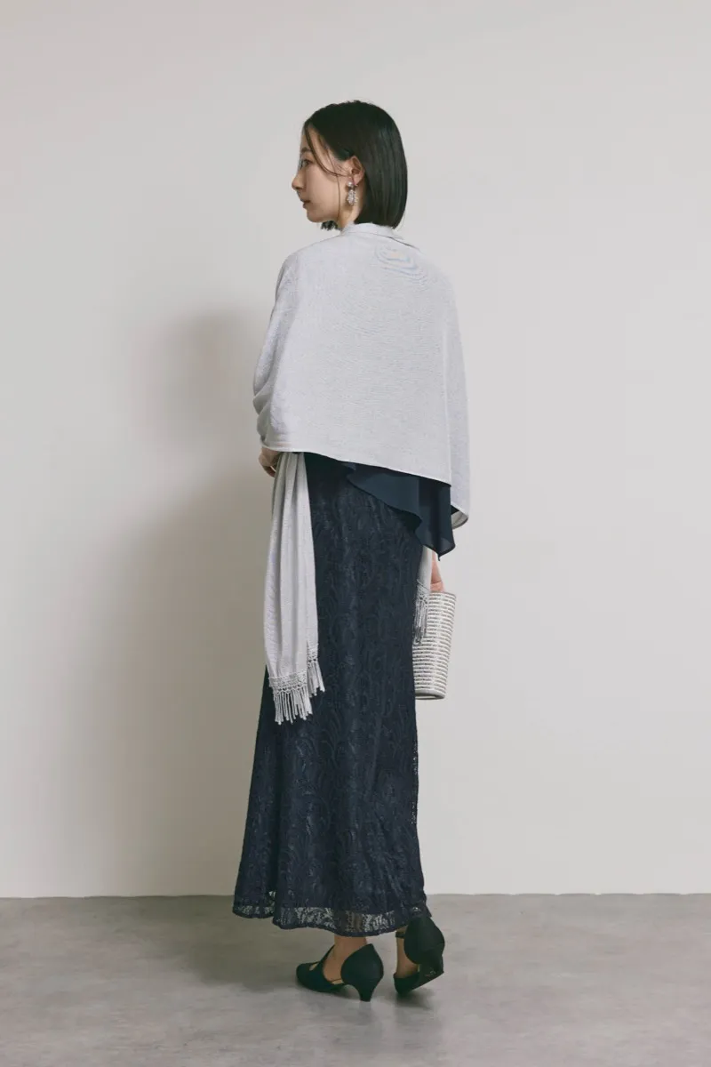 ネイビーのケープレイヤードドレス　M/eneak [ 店頭販売価格 47,300円 ]