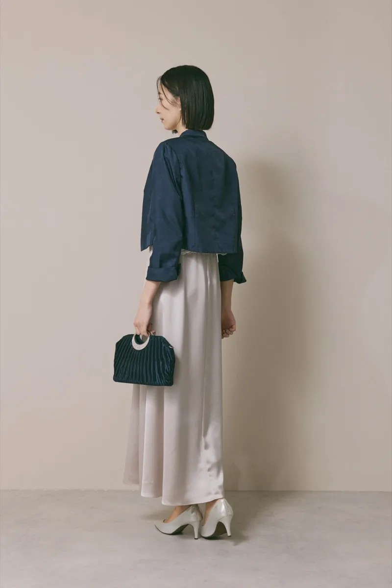 グレージュのシャイニーレースレイヤードドレス　M/eneak [ 店頭販売価格 49,500円 ]