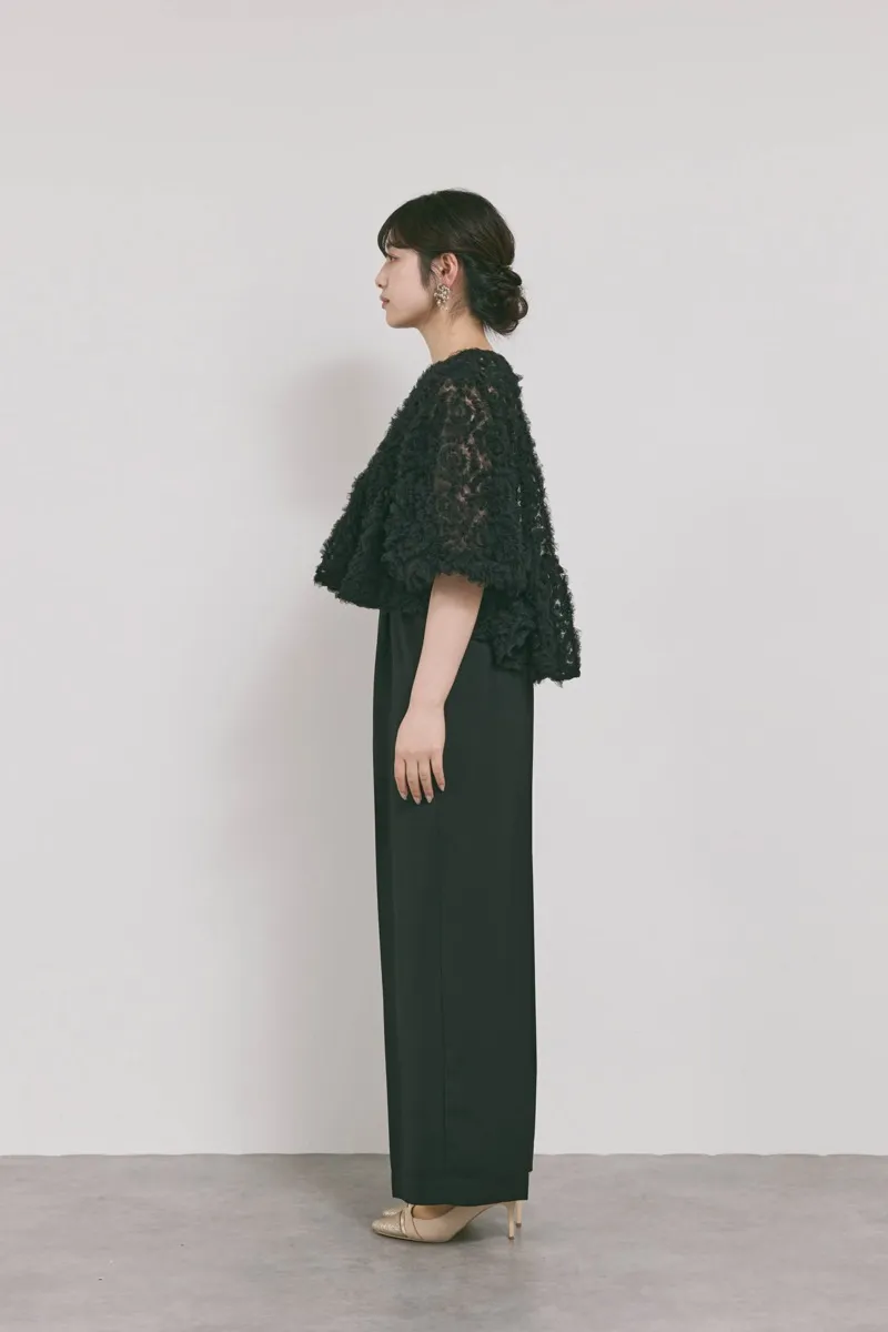 ブラックのペタルテクスチャーパンツドレス　M/Select Shop