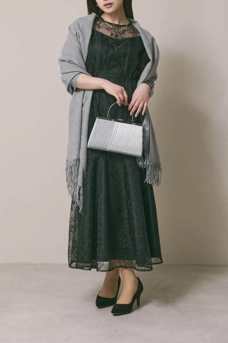 ブラックのフローラルチュールマーメイドドレス　M/Select Shop