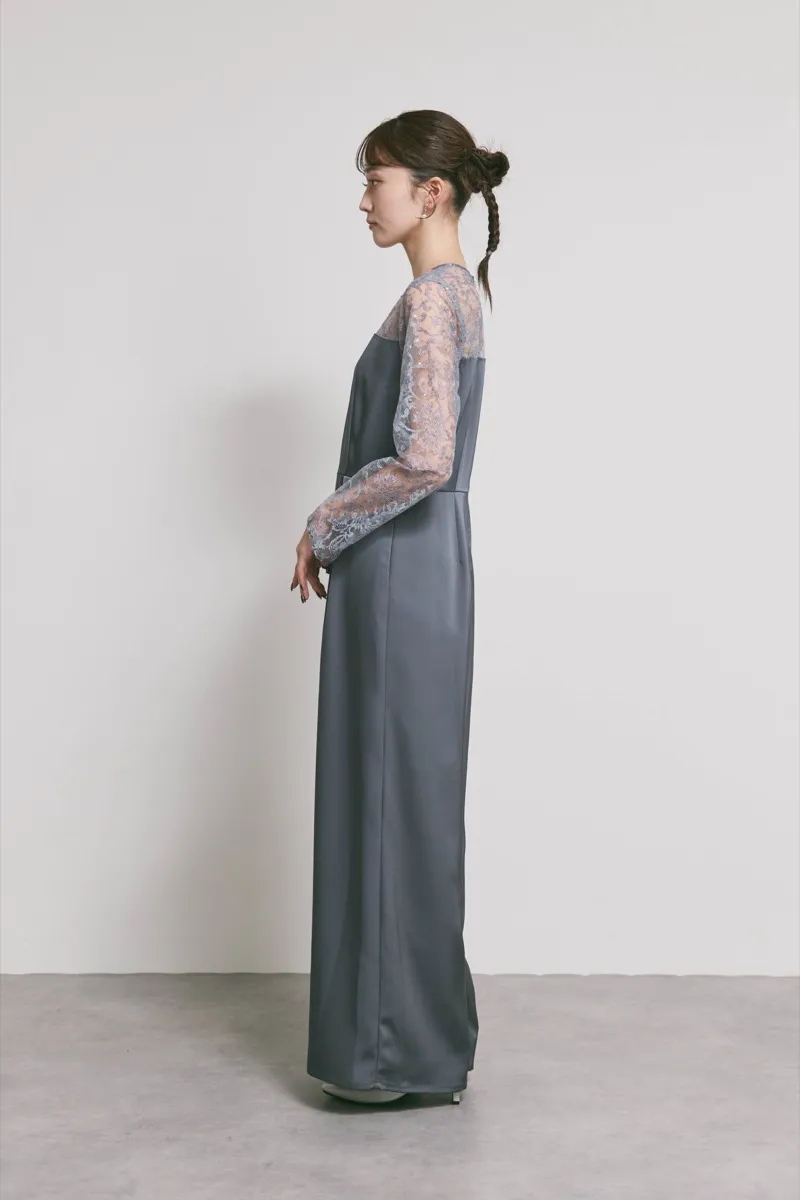 グレーのシークインエンブロイダリーパンツドレス　M/kaene