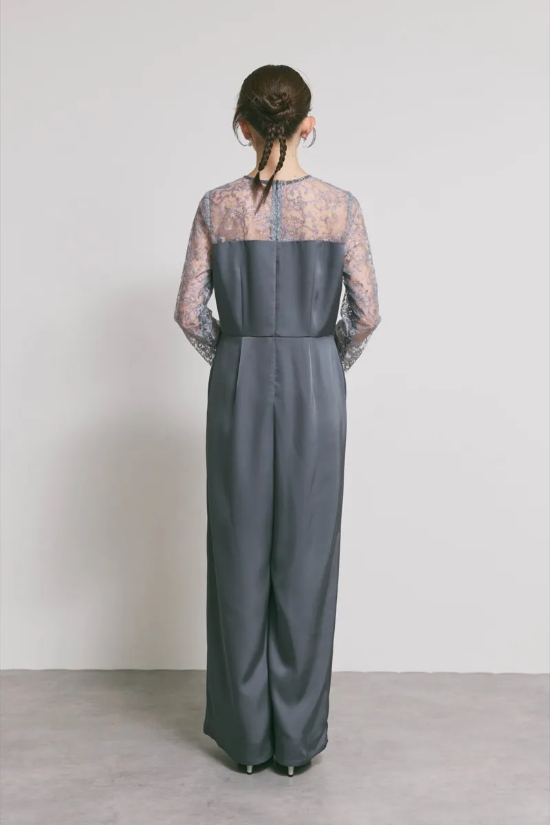 グレーのシークインエンブロイダリーパンツドレス　M/kaene