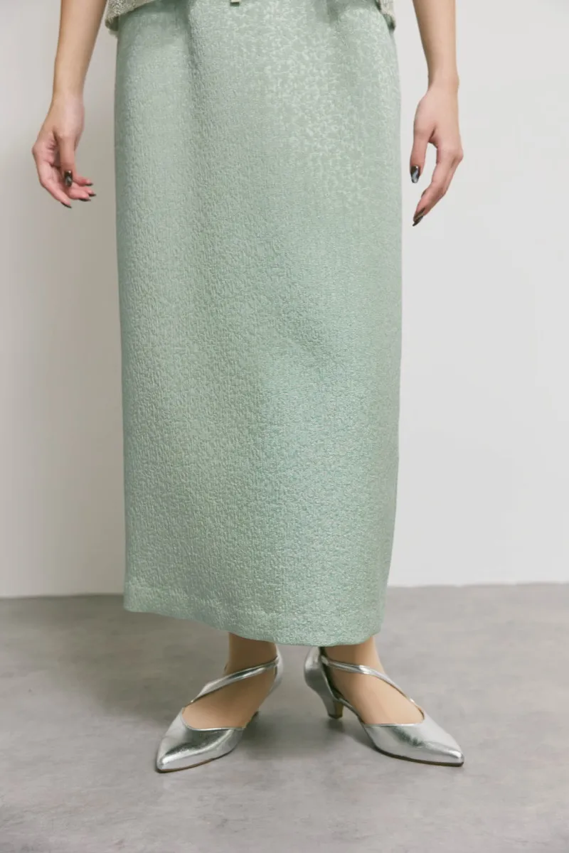 グリーンのスパンコールレースビスチェドレス　M/kaene