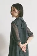 グレーのチュールレースAラインドレス　M/kaene