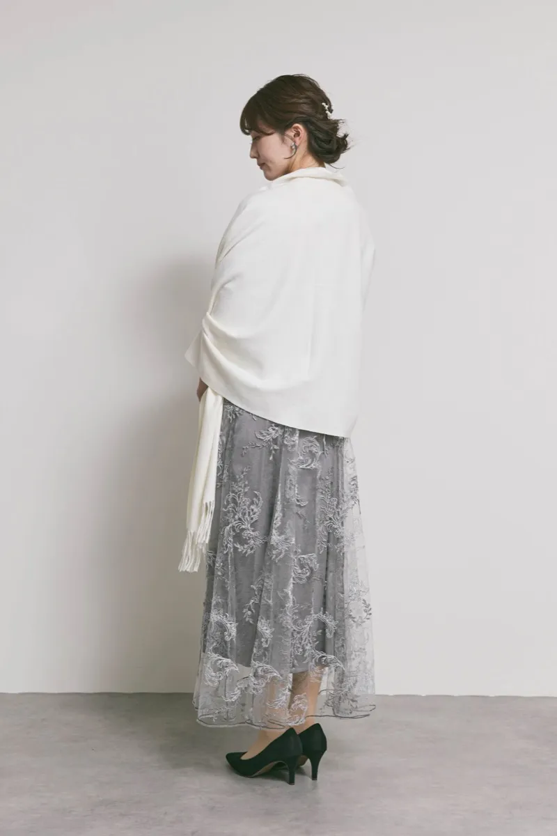 グレーのコードフラワレースドレス　M/FRAY.ID