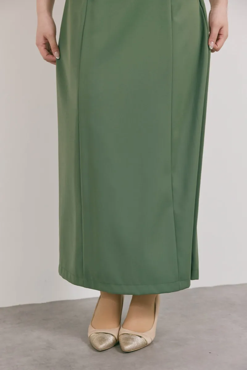 カーキのフラワーモール刺繍ドレス　M/AIMER