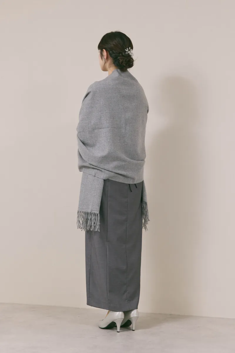 グレー✕ブラックのラッフルブラウスセットドレス　M/FRAY.ID