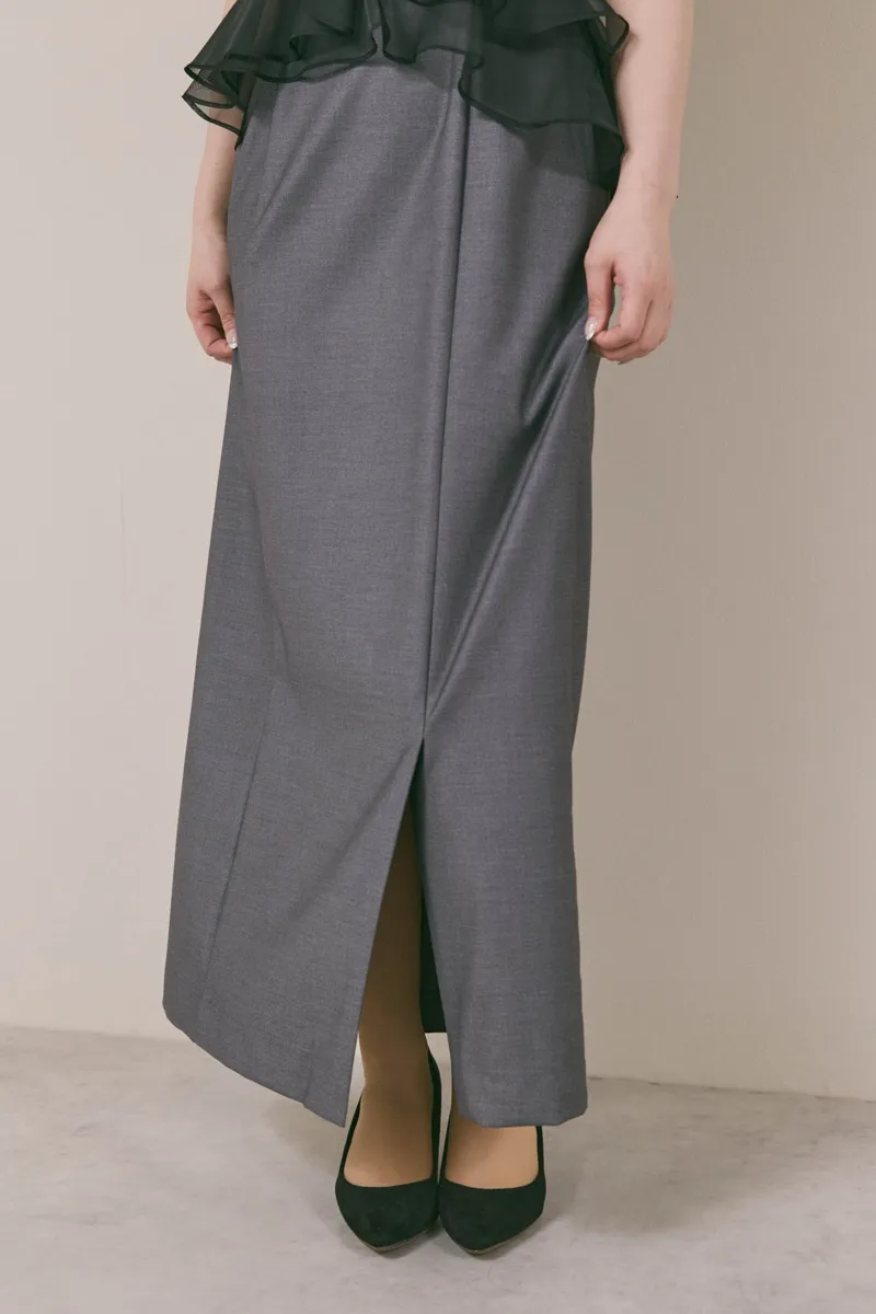 グレー✕ブラックのラッフルブラウスセットドレス　M/FRAY.ID