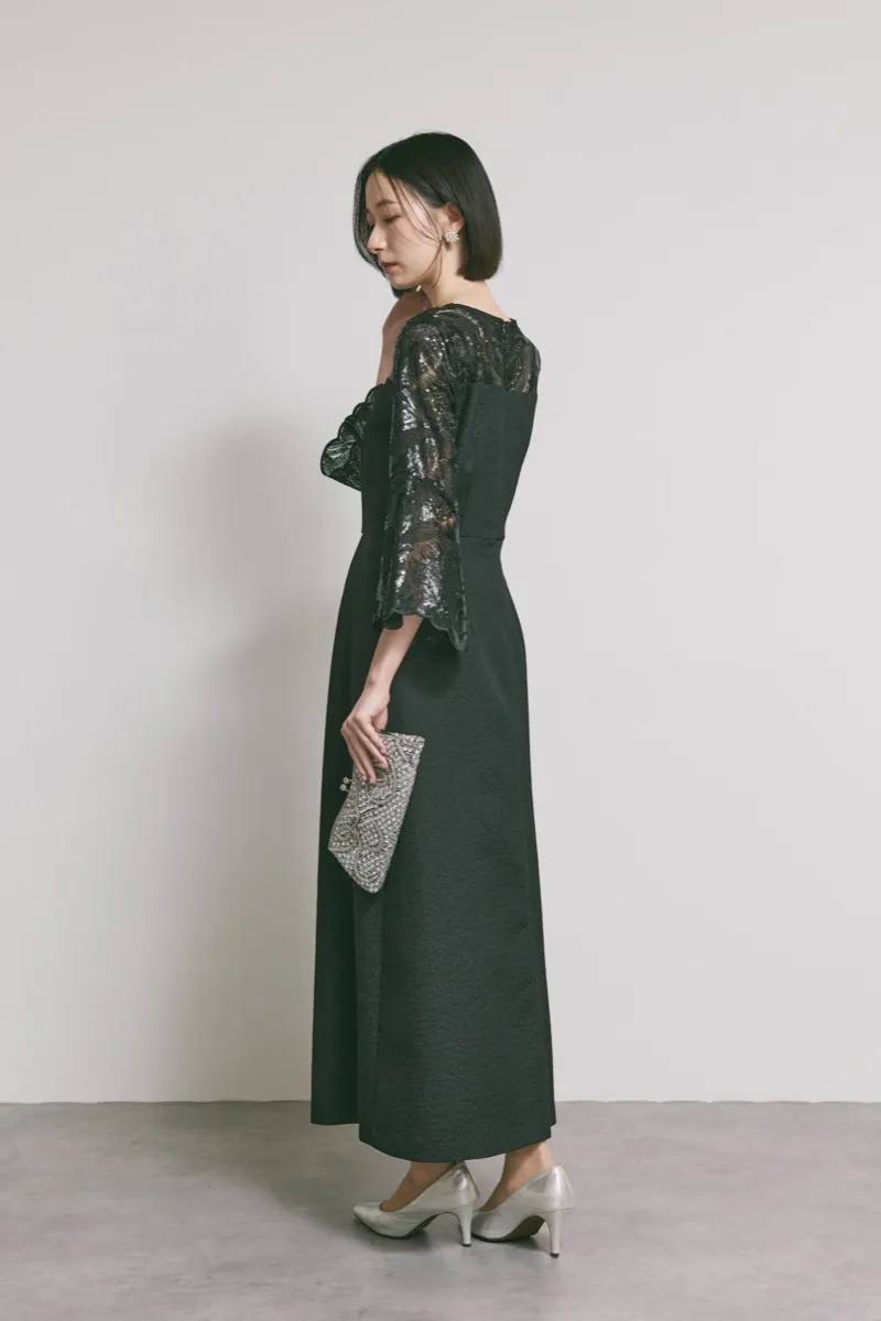 ブラックのブリエーレースジャガードドレス　L/eneak　[店頭販売価格 42,900円 ]