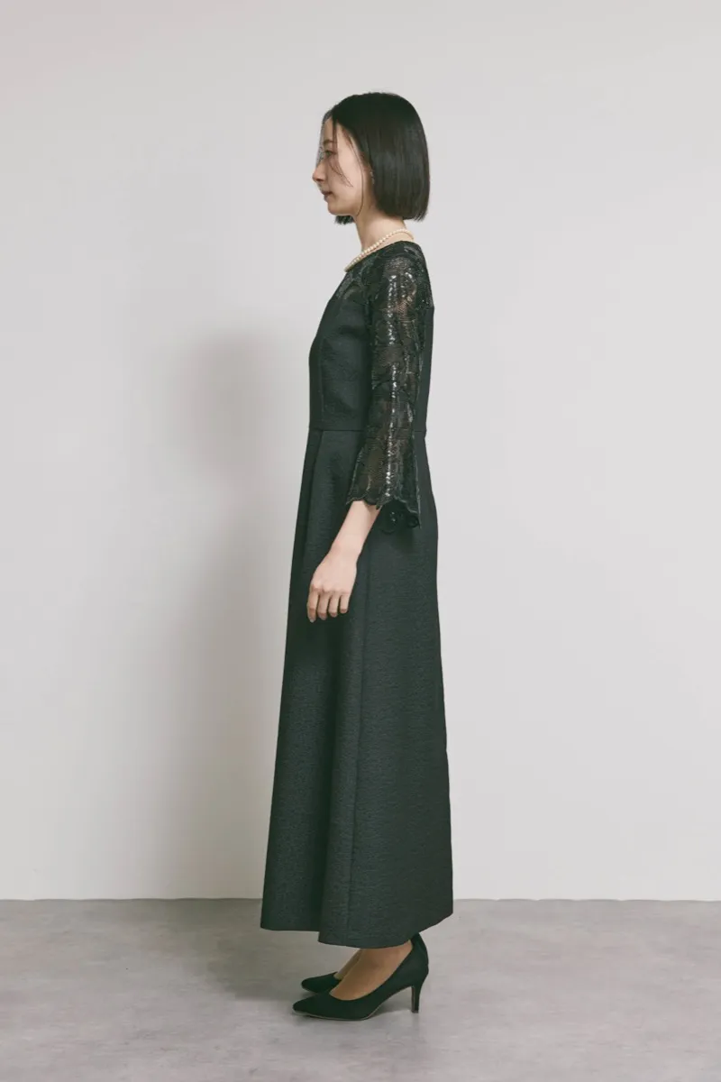 ブラックのブリエーレースジャガードドレス　L/eneak　[店頭販売価格 42,900円 ]
