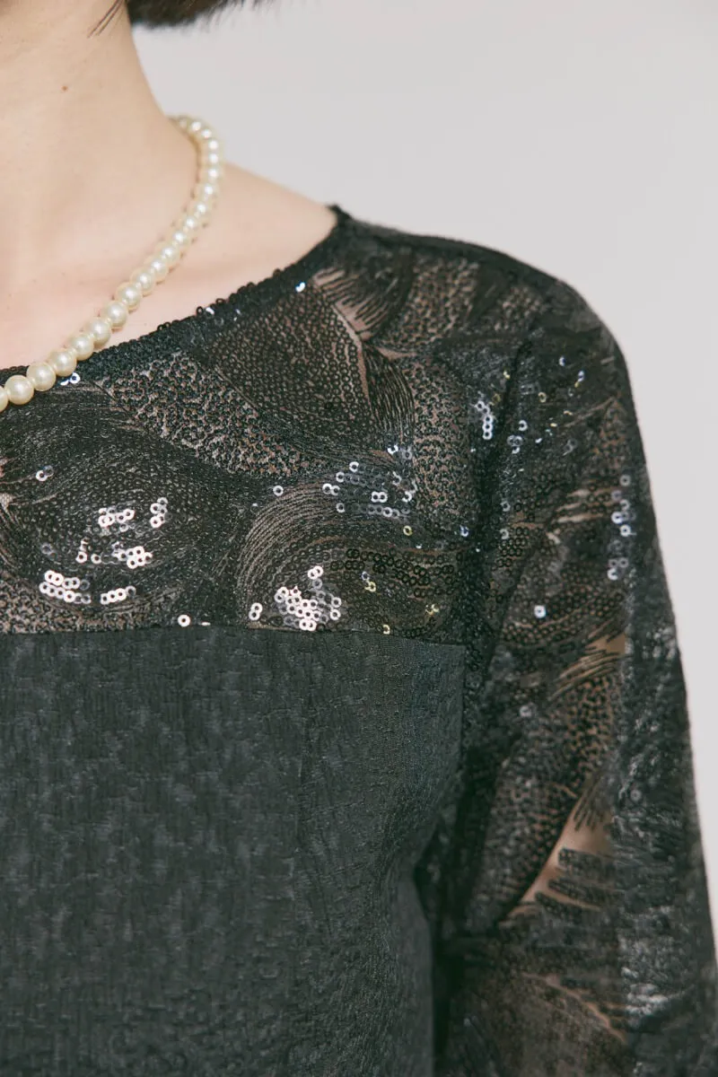 ブラックのブリエーレースジャガードドレス　L/eneak　[店頭販売価格 42,900円 ]