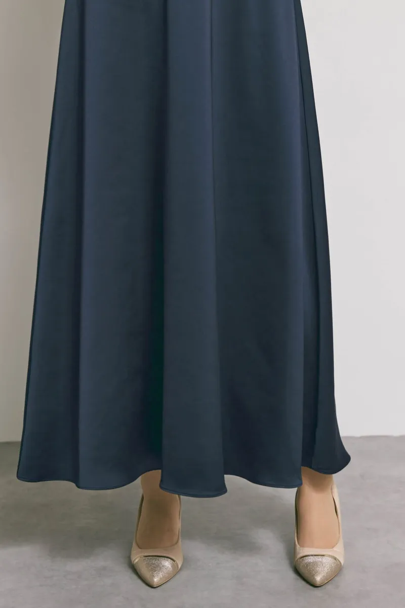 ネイビーのシャイニーレースレイヤードドレス　L/eneak [店頭販売価格 49,500円 ]