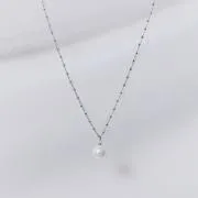 シルバーチェーンの1粒パールネックレス