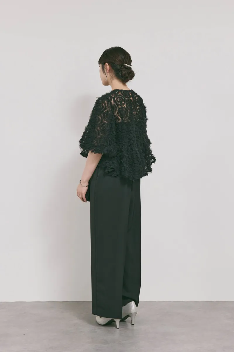 ブラックのペタルテクスチャーパンツドレス　M/Select Shop