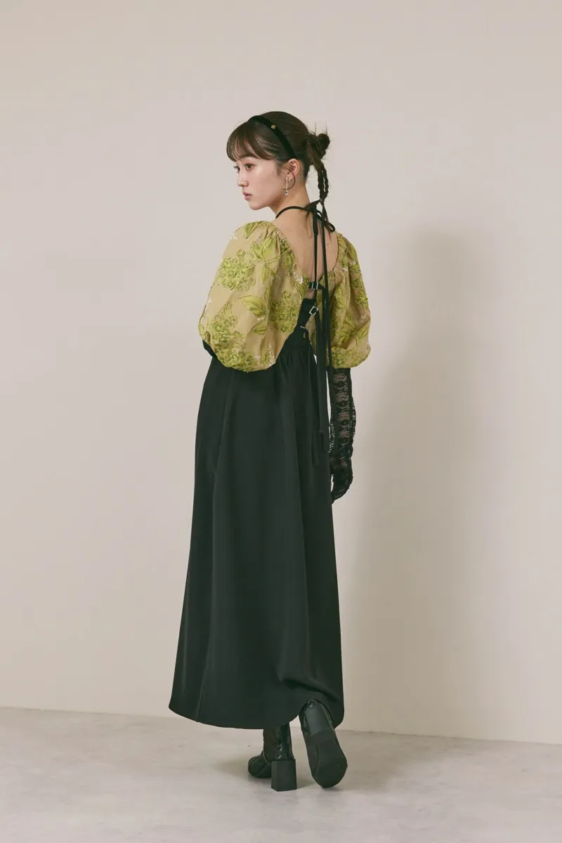 ブラック×ベージュのスイッチングジャガードドレス