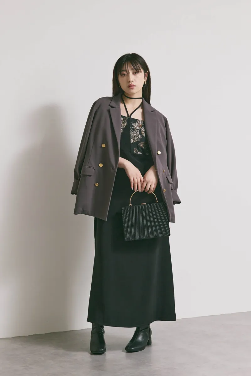 ブラックのスイッチングジャガードドレス