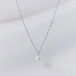 シルバーチェーンの1粒パールネックレス