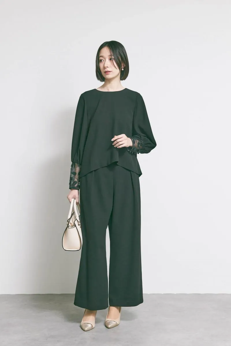 ブラックのエンブロイダリーフォーマルセットアップ　L/kaene