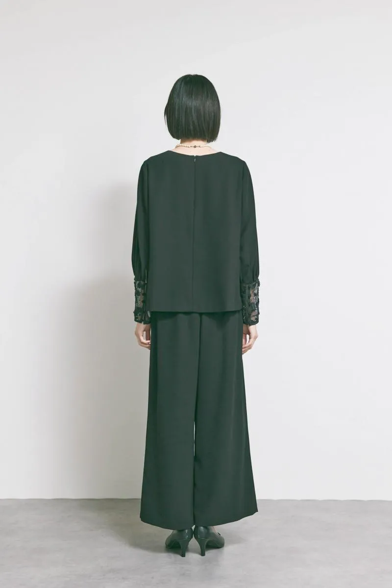 ブラックのエンブロイダリーフォーマルセットアップ　L/kaene