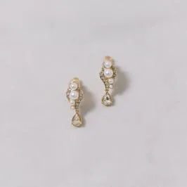 パール✕ビジュードロップイヤリング(ゴールド)